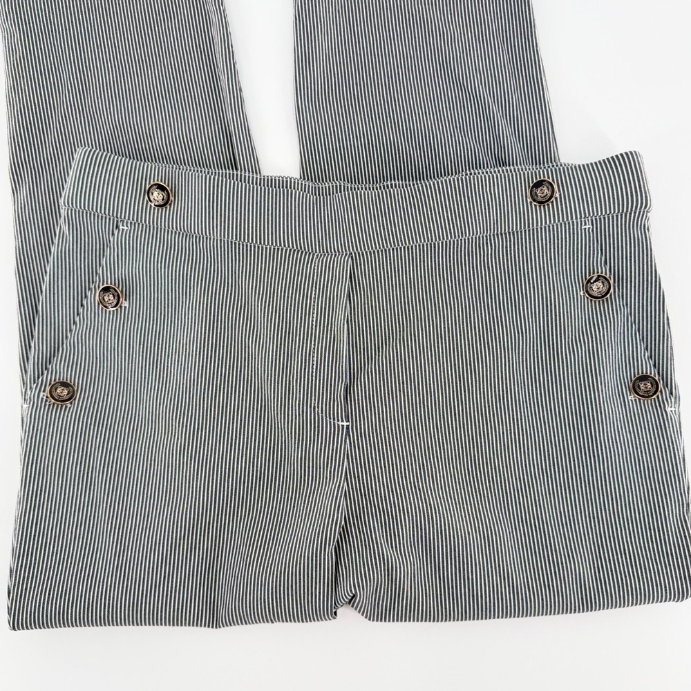 JULES & LEOPOLD Navy Blue White Pinstripe Sailor Button Ankle Pants Large - Picture 2 of 8